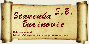 Stamenka Burinović vizit kartica